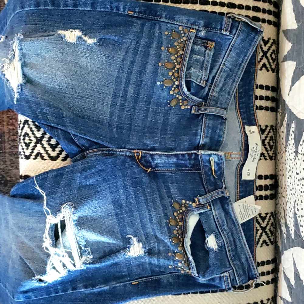 Abercrombie Distressed Embellished Jeans